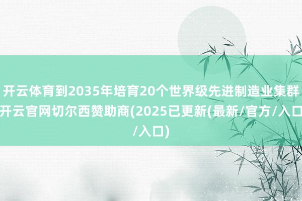 开云体育到2035年培育20个世界级先进制造业集群-开云官网切尔西赞助商(2025已更新(最新/官方/入口)