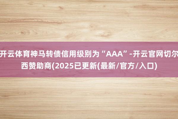 开云体育神马转债信用级别为“AAA”-开云官网切尔西赞助商(2025已更新(最新/官方/入口)
